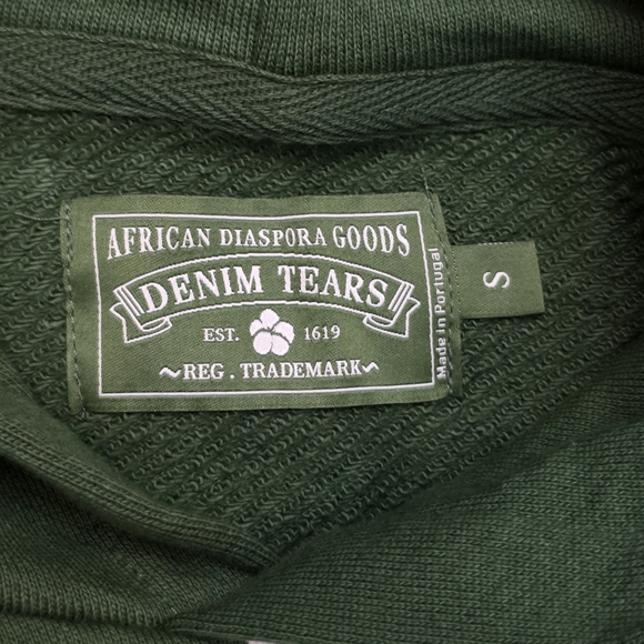 Green Denim Tear with White Floral Pattern Unisex - Picture 3 of 15